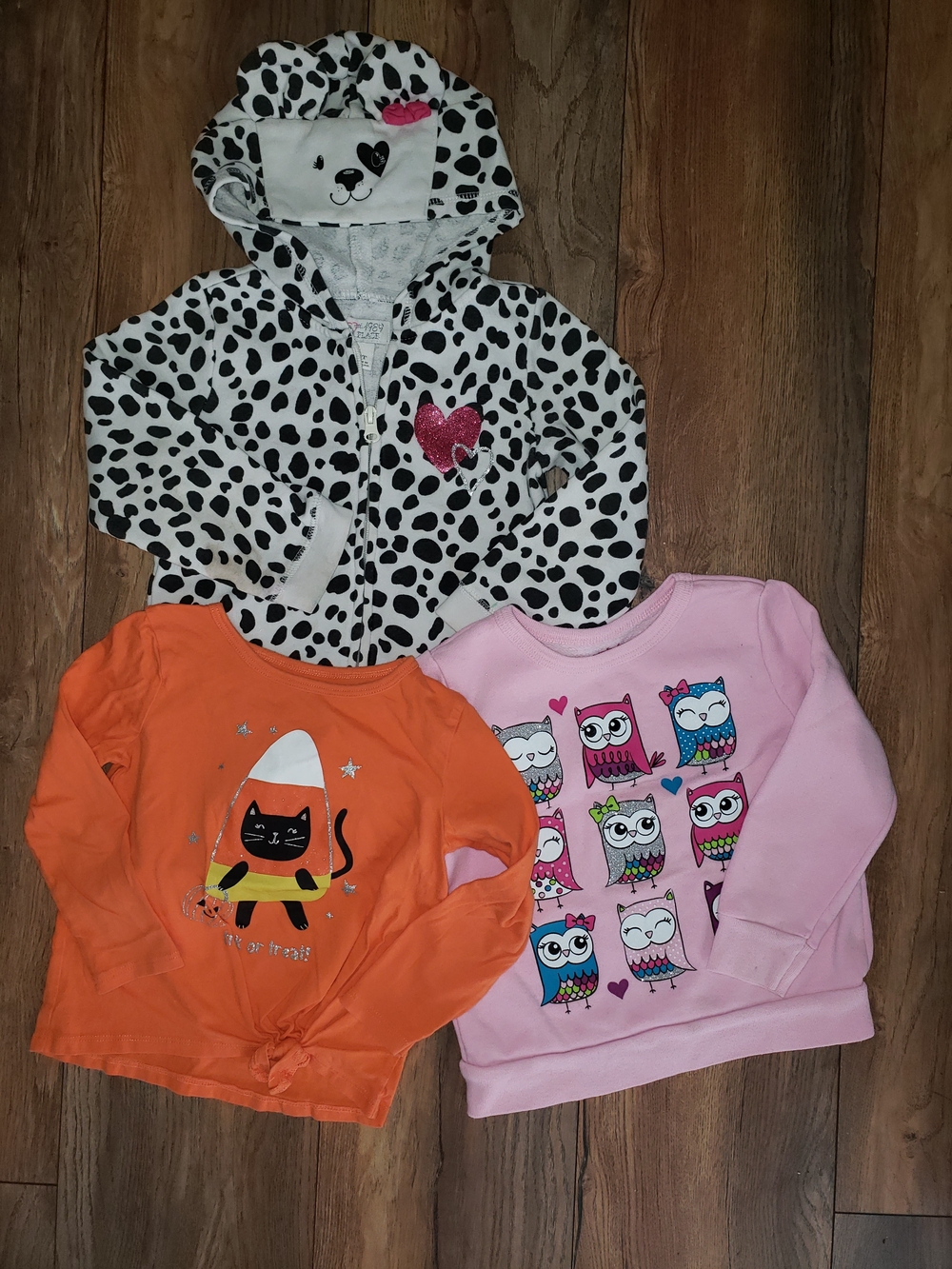 Animal Print Hooded Zip Jacket - Black & White Kids Hoodie & Tops Bundle 3T